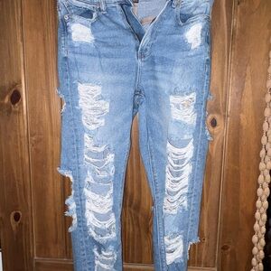 American Eagle Outfitters Light Blue Distressed Skinny Jeans